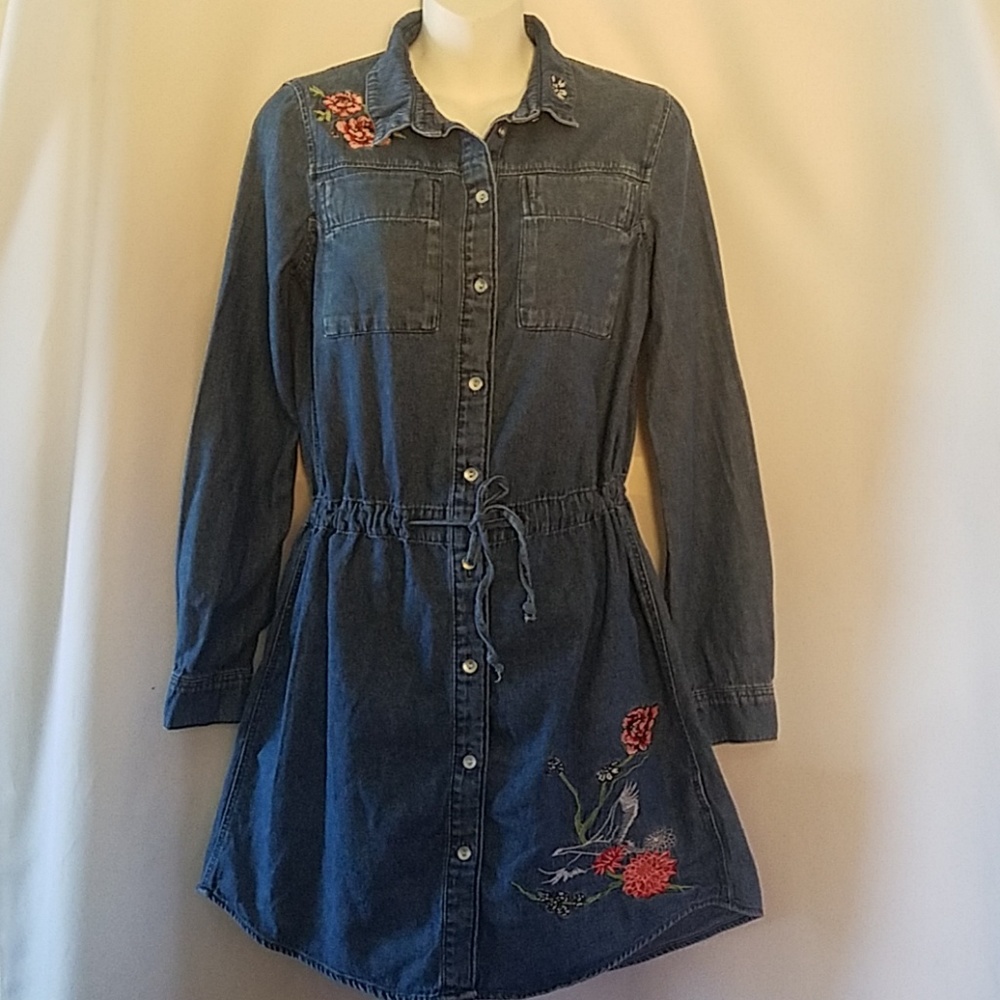 DENIM EMBROIDERED SHIRTDRESS
